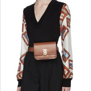 Burberry "TB" brown leather belt bag EUC (worn twice)